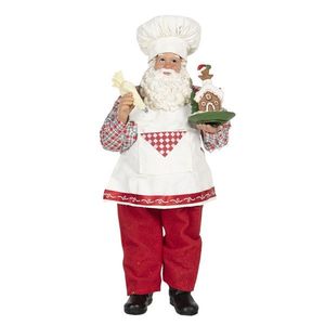 Vánoční dekorace Santa cukrář s perníkovou chaloupkou - 13*10*28 cm 64648 obraz