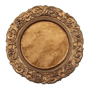 Zlatý zdobený plastový dekorativní talíř - Ø 33*2 cm 64803GO obraz