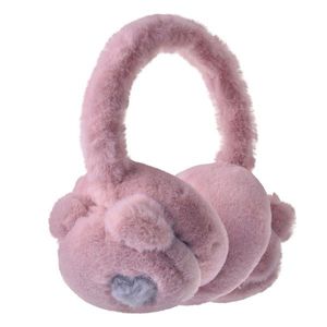 Růžové klapky na uši s medvídky a srdíčkem - 13 cm MLLLEW0012DP obraz