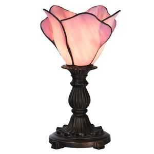 Růžová stolní lampa Tiffany Christelle - Ø 20*30 cm E14/max 1*25W 5LL-6099 obraz