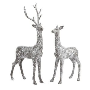 2ks dekorativní soška jelen a laň s glitry - 16*7*37 cm 86992 obraz