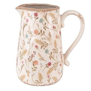 Béžový keramický dekorační džbán s kvítky Floral Cartoon - 21*14*23 cm 6CE1552L obraz