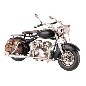 Dekorativní retro model stříbrno-černá motorka s brašnami - 19*9*11 cm 6Y4953 obraz