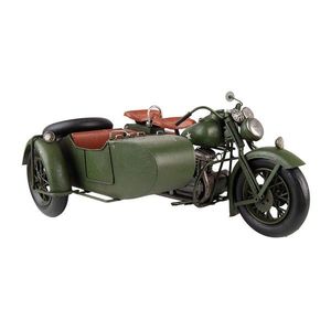 Dekorativní retro model zelená vojenská motorka se sajdkárou - 38*26*18 cm 6Y4962 obraz