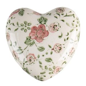 Keramické dekorační srdce s růžovými květy Lillia L - 11*11*4 cm 6CE1565L obraz