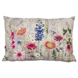 Béžový polštář rozkvetlá louka Flowers Poppy s výšivkou - 40*60*15cm MRBRS4060 obraz