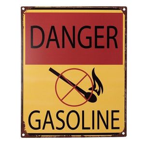Žlutočervená antik nástěnná kovová cedule Danger Gasoline - 20*1*25 cm 6Y5129 obraz