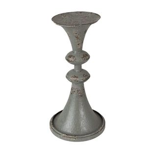 Šedý antik kovový svícen na širokou svíčku Paolo - Ø 13*26 cm 6Y4946 obraz