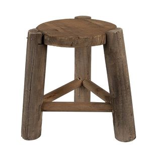 Hnědý dekorační květinový dřevěný kulatý stolek - Ø 18*21 cm 6H2216 obraz