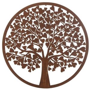 Rezavá kovová zahradní nástěnná dekorace strom se srdíčky - Ø 99*1, 5 cm 20211 obraz