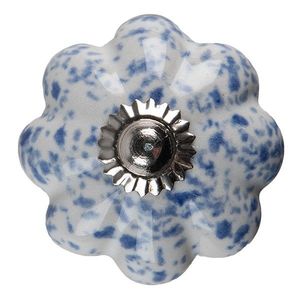 Béžovo-modrá keramická úchytka knopka ve tvaru květiny - Ø 4*4 cm 65198 obraz