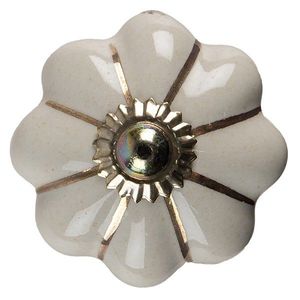 Béžová keramická úchytka knopka ve tvaru květiny - Ø 4*4 cm 65199 obraz