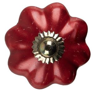 Červená keramická úchytka knopka ve tvaru květiny - Ø 4*4 cm 65204 obraz