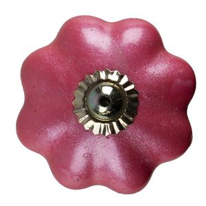 Malinová keramická úchytka knopka ve tvaru květiny - Ø 4*4 cm 65205 obraz