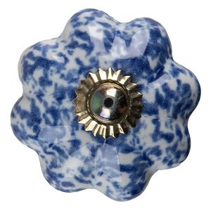 Modrá keramická úchytka knopka ve tvaru květiny - Ø 4*4 cm 65207 obraz