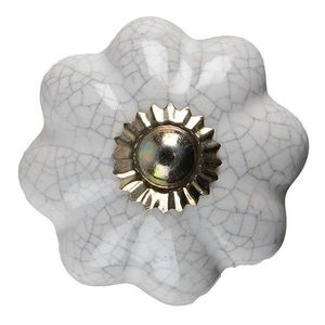 Bílá keramická úchytka knopka ve tvaru květiny - Ø 4*4 cm 65210 obraz