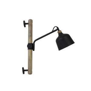 Černá kovová nástěnná lampa se dřevem Banu M - 40*14*44 cm 3120212M obraz