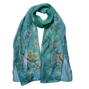 Zelený dámský šátek s jemnými květy - 50*160 cm JZSC0721DGR obraz