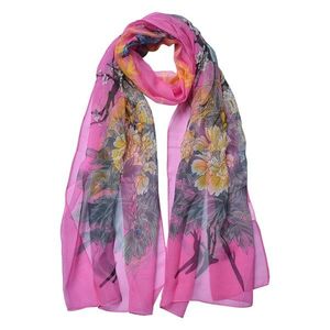 Růžový dámský šátek/ šál s barevnými květy - 50*160 cm JZSC0724P obraz