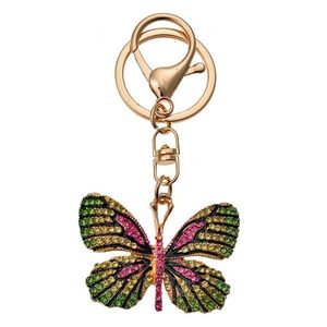 Přívěsek na klíče/ kabelku zlato-zelený motýl s kamínky - 5*4/12cm JZKC0132 obraz