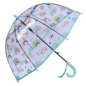 Průhledný dětský deštník s duhami a zelenou rukojetí a okrajem - Ø 50 cm JZCUM0012GR obraz