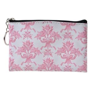 Bílo - růžová peněženka/ taštička s kyticemi Pouquet - 10*15 cm JZPU0003-04 obraz