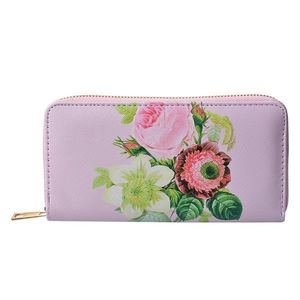 Růžová peněženka s květy Pinerose - 10*19 cm JZPU0004-03 obraz