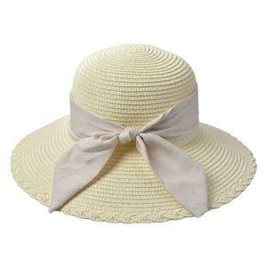 Světle béžový sluneční dámský klobouk s mašlí - 55-57cm JZHA0095W obraz