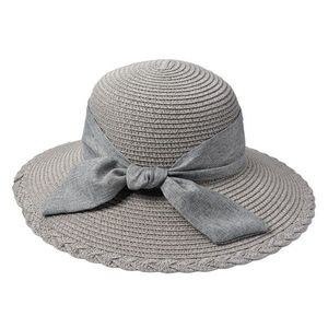 Šedý sluneční dámský klobouk s mašlí - 55-57cm JZHA0095G obraz