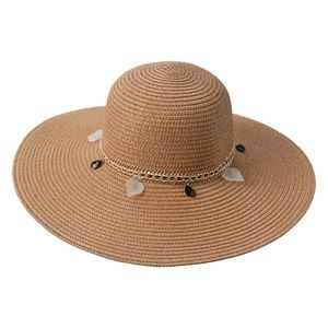 Hnědý sluneční dámský klobouk s řetízkem - 55 -57cm JZHA0098BE obraz