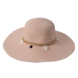 Růžový sluneční dámský klobouk s řetízkem - 55 -57cm JZHA0098P obraz
