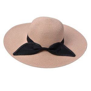Růžový sluneční dámský klobouk s černou mašlí - 55-57cm JZHA0099P obraz