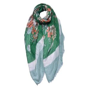 Zelený dámský šátek s barevnými květy - 85*180 cm JZSC0684GR obraz