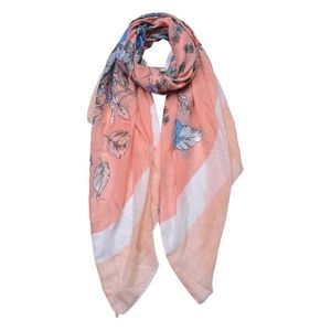 Růžový dámský šátek s barevnými květy - 85*180 cm JZSC0684P obraz