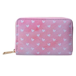 Růžová peněženka s bílými srdíčky Heart - 10*15 cm JZPU0010-02 obraz