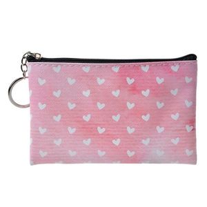 Růžová peněženka/ taštička s bílými srdíčky Heart - 10*15 cm JZPU0010-04 obraz