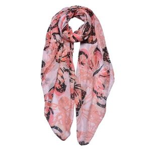Dámský šátek s růžovým potiskem s motýlky - 90*180 cm JZSC0689P obraz