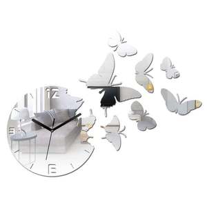 Moderní nástěnné hodiny MIRROR BUTTERFLIES (nalepovací hodiny na stěnu) obraz