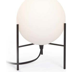 Bílo-černá stolní lampa se skleněným stínidlem (výška 22 cm) Seina – Kave Home obraz