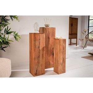 Odkládací stolek 3 ks BOREAS Dekorhome Mangovníkové dřevo obraz