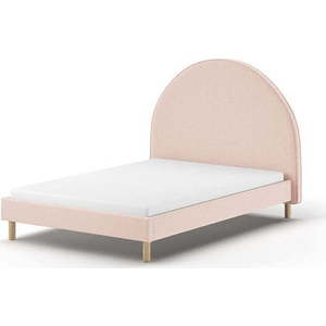 Růžová čalouněná jednolůžková postel s roštem 140x200 cm MOON – Vipack obraz