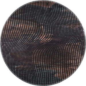 Černý pratelný kulatý koberec ø 100 cm – Vitaus obraz