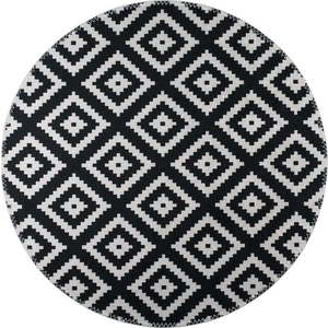 Černo-bílý pratelný kulatý koberec ø 120 cm – Vitaus obraz