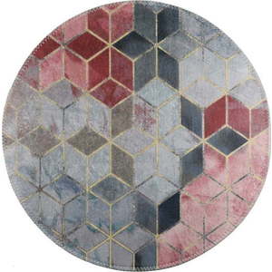 Růžovo-světle šedý pratelný kulatý koberec ø 100 cm – Vitaus obraz