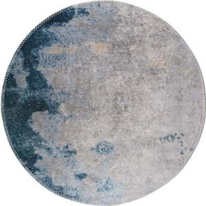 Modro-šedý pratelný kulatý koberec ø 100 cm – Vitaus obraz