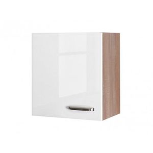 Horní kuchyňská skříňka Valero H50, dub sonoma/bílý lesk, šířka 50 cm obraz