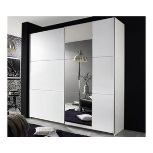 Šatní skříň Kronach, 175 cm, bílá/zrcadlo obraz