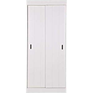 Bílá šatní skříň z borovicového dřeva s posuvnými dveřmi 85x195 cm Row - WOOOD obraz