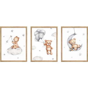 Dětské obrázky v sadě 3 ks 30x40 cm Teddy Bear obraz