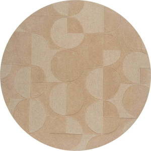 Béžový vlněný kulatý koberec ø 160 cm Gigi - Flair Rugs obraz